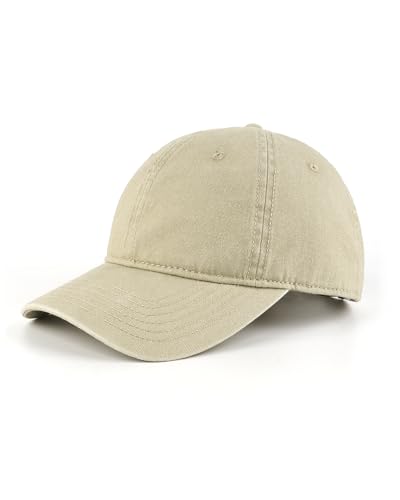 Zylioo XXL Baseball Cap for Big Heads Men Women, Washed Denim Dad Hat - color: Beige, size: Large
