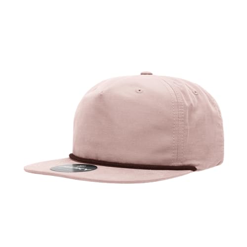 5 Panel High Profile Relaxed Cotton Blend Rope Hat - color: Peach