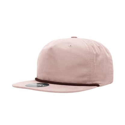 5 Panel High Profile Relaxed Cotton Blend Rope Hat - color: Peach