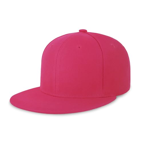 CHOK.LIDS Classic Snapback Flat Bill Hat Blank Adjustable Baseball Cap - color: Hot Pink