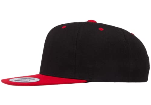 Mrlahat 6089 Yupoong Yp by Flexfit 6-Panel Structured Flat Visor Classic Snapback Cap with Black Bandana - color: Black / Red