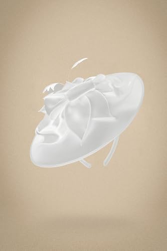 BABEYOND Derby Hats for Women Wide Brim Flower Feather Tea Party Fascinator - color: White