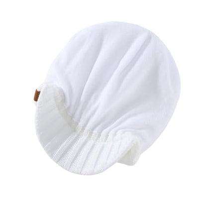 Home Prefer Men's Winter Hat Thick Knit Beanie Cap with Visor Newsboy Beanie Hat - color: White