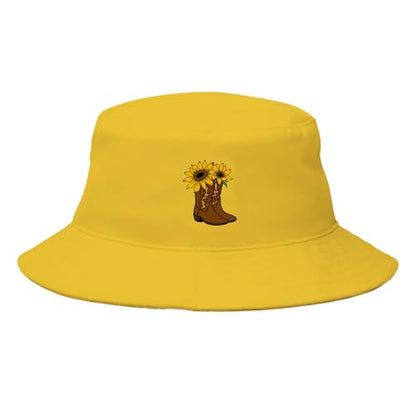 Bucket Hat for Men Women Funny Holiday Fishing Hat Cute Fisherman Cap - color: Sunflower1