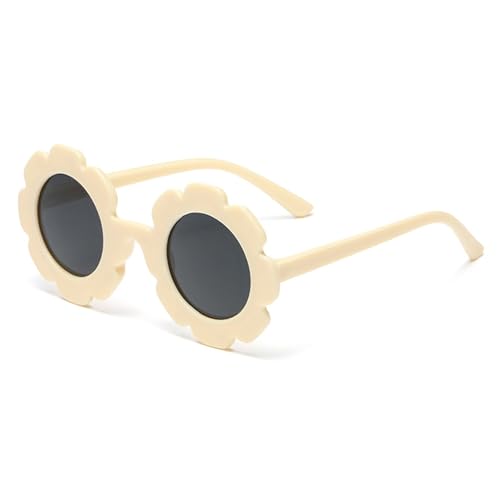 Girls Straw Hat with Flower Round Sunglasses, Summer Foldable Large Brim Sunflower Bowknot Beach Toddler Straw Sun Hat, 2-6T - color: Beige-bow