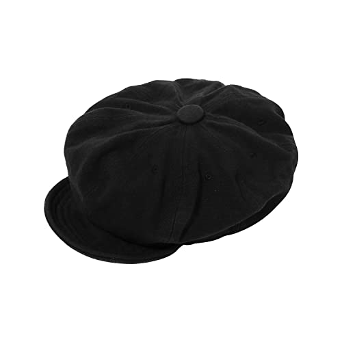 Croogo 8 Panel Newsboy Cap for Men Women, Cotton Flat Cap Vintage Style - color: Wbl1-black