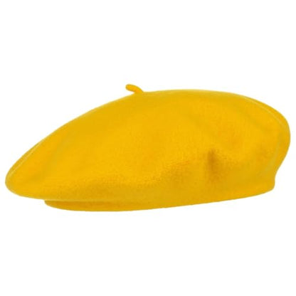 Women's Beret Cashmere Wool French Hat Made in EU Women Autumn Winter - color: Yellow, size: 6 7/8