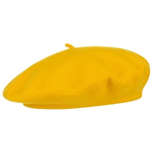 Women's Beret Cashmere Wool French Hat Made in EU Women Autumn Winter - color: Yellow, size: 6 7/8