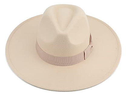 Pro Celia Big Wide Brim Women Fedora Hat - color: Rice
