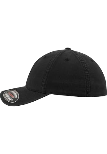 Flexfit Garment Washed Cotton Dad Hat Caps, Unisex, Garment Washed Cotton Dad Hat - color: Black, size: Large-X-Large