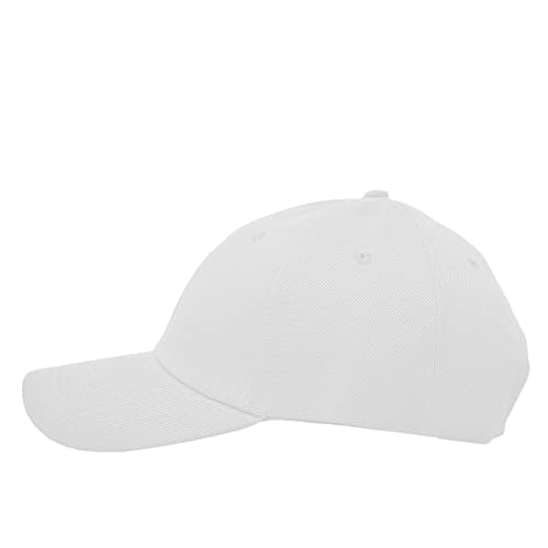 Glory Max Plain Baseball Cap Hook & Loop Strap Adjustable Solid Blank Curved Visor Hat - color: White