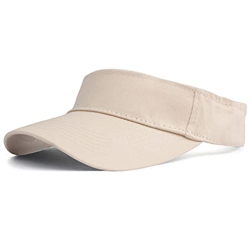HH HOFNEN Sports Sun Visor Hats Cotton Adjustable Golf Caps for Men Women - color: #1b Beige