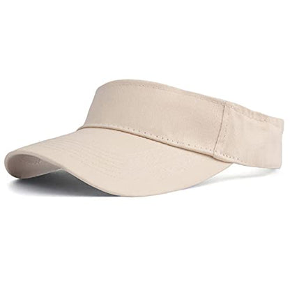 HH HOFNEN Sports Sun Visor Hats Cotton Adjustable Golf Caps for Men Women - color: #1b Beige