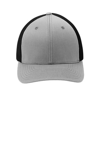 Port Authority Flexfit Cotton Twill Cap - color: Silver/ Black, size: Small-Medium