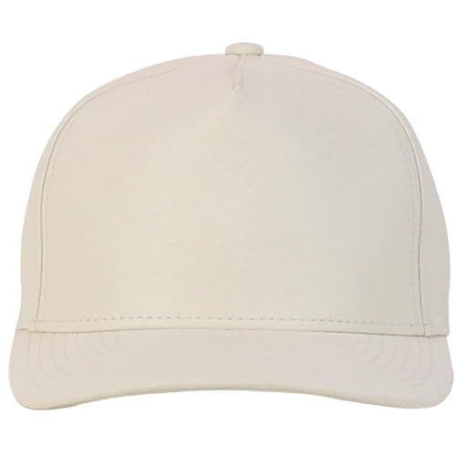 Trendy Apparel Shop PU Leather 5 Panel Structured High Profile Snapback Cap - color: Cream