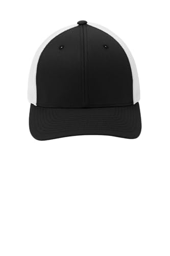 Port Authority Flexfit Cotton Twill Cap - color: Black/ White, size: Large-X-Large