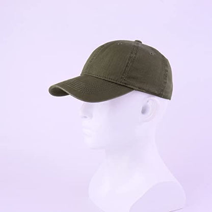 LANGZHEN Unisex Baseball Cap 100% Cotton Fits Men Women Washed Denim Adjustable Dad Hat - color: Army Green