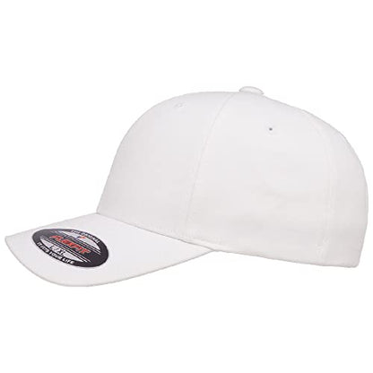 Flexfit 5001 Standard Cotton Twill 6-Panel Fitted Baseball Cap - color: White, size: Small-Medium