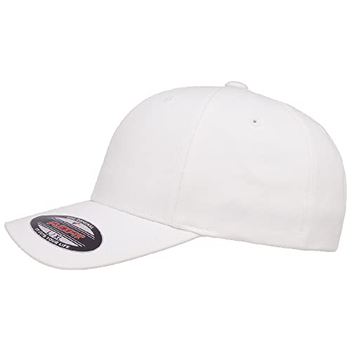 Flexfit 5001 Standard Cotton Twill 6-Panel Fitted Baseball Cap - color: White, size: Large-X-Large