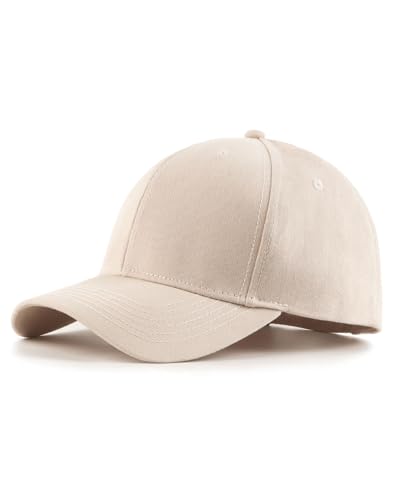 Zylioo XL XXL Big Head Baseball Cap, 100% Cotton Adjustable High Crown Hat - color: Beige