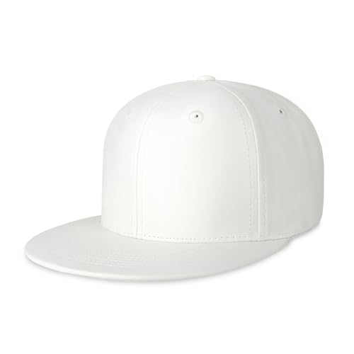 CHOK.LIDS PU Leather Flat Brim Snapback Hat Hip Hop Baseball Cap - color: White