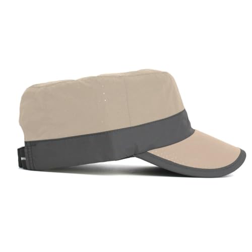 FASHIXD Mesh Military Hat for Men Summer Army Cap Quick Qry Short Bill Hat Cadet Caps - color: Khaki