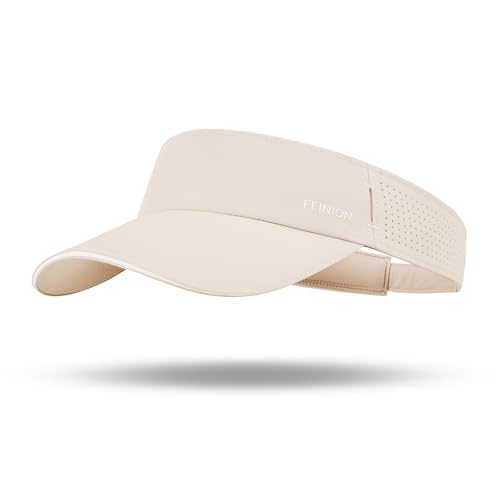 FEINION Women Stretchy Sun Visor with Sunglass Slot Baseball Hat - color: Beige