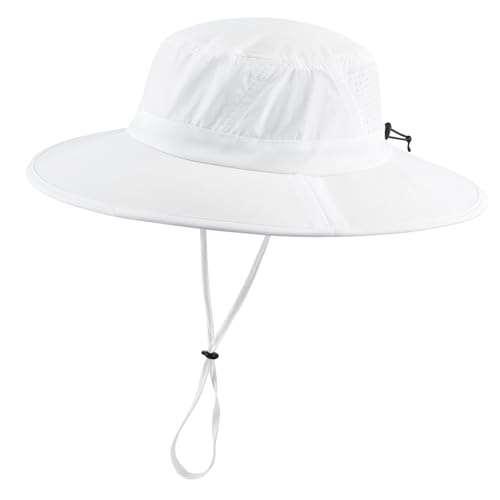Home Prefer UPF 50+ Sun Hats for Men Women Foldable Wide Brim Fishing Hat Quick Dry Summer Outdoor Garden Safari Bucket Hat - color: White