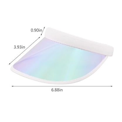 Giovacker Womens Mens PVC Clear Colorful Sun Visor Hats - color: Shiny Iridescence White