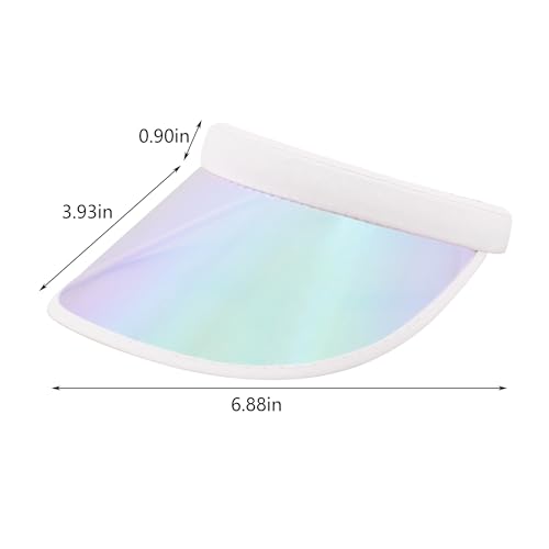 Giovacker Womens Mens PVC Clear Colorful Sun Visor Hats - color: Shiny Iridescence White