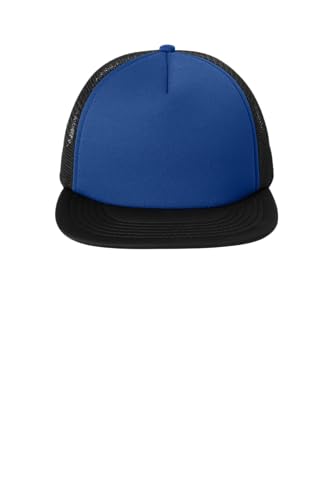 District Flat Bill Snapback Trucker Cap, Flat Brim Hat for Men & Women - color: Royal