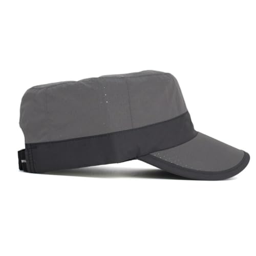 FASHIXD Mesh Military Hat for Men Summer Army Cap Quick Qry Short Bill Hat Cadet Caps - color: Gray