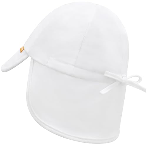 Duoyeree UPF 50+ Baby Sun Hat, Neck Flap Protection for Toddlers - color: A-white, size: 6-24 Months
