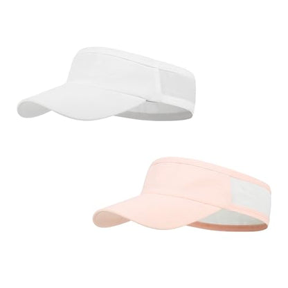 HH HOFNEN Sports Sun Visor Unisex Cooling Cap Lightweight Stretchy Packable - color: #2 White+pink