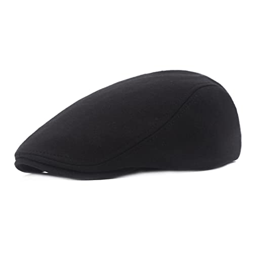 UTTPLL Newsboy Hats for Men Cotton Flat Cap Soft Fitted Driving Cabbie Hat Mens Winter Gatsby Vintage Costumes Hats - color: Black