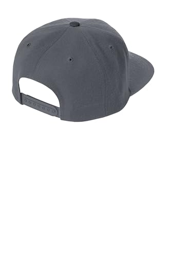 SPORT-TEK Unisex Classics Flat Bill Snapback Cap | Snapback Hat for Men & Women, High Profile Design with 7 Position Closure - color: Graphite