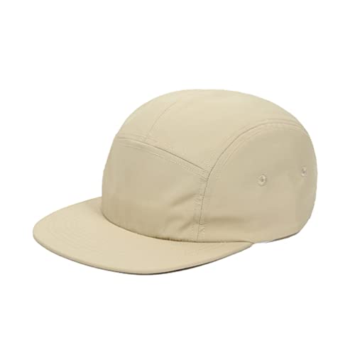 WITHMOONS Low Profile 5 Panel Hat Cap Waterproof Golf Camp Fishing Lightweight Jockey Flat Bill YZ20114 - color: Beige, size: Medium