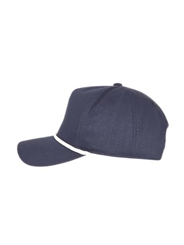 E BY ELIDAN A-Frame Trucker Hat, 5-Panel Blank Snapback - color: Navy + White Rope