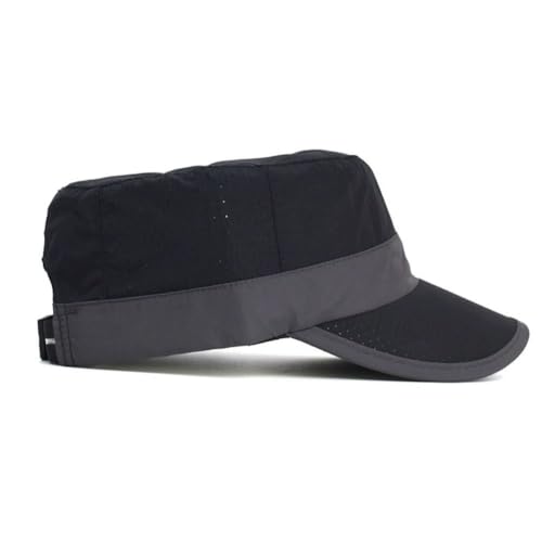 FASHIXD Mesh Military Hat for Men Summer Army Cap Quick Qry Short Bill Hat Cadet Caps - color: Black