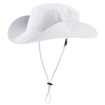 Connectyle Sun Hat for Men Women Outdoor UV Protection Safari Hat for Fishing Hiking Gardening Breathable Cowboy Hat UPF50 - color: White
