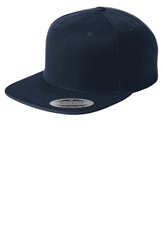 SPORT-TEK Unisex Classics Flat Bill Snapback Cap | Snapback Hat for Men & Women, High Profile Design with 7 Position Closure - color: True Navy