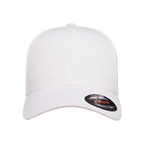 Flexfit 5001 Standard Cotton Twill 6-Panel Fitted Baseball Cap - color: White, size: Large-X-Large