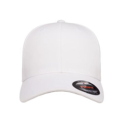 Flexfit 5001 Standard Cotton Twill 6-Panel Fitted Baseball Cap - color: White, size: Large-X-Large