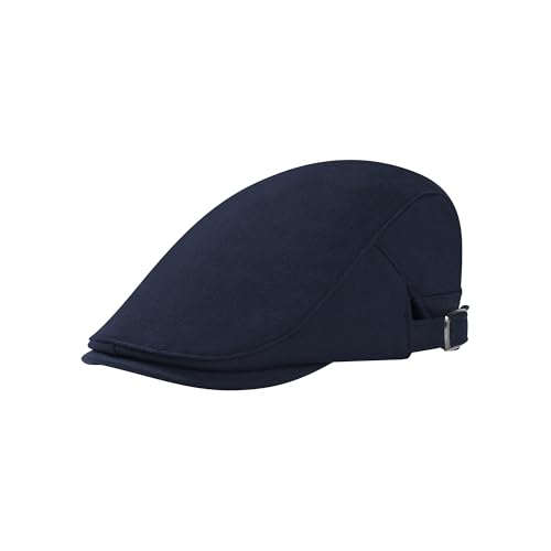 Newsboy Hat Cotton Adjustable Flat Caps Ivy Irish Gatsby Cap Cabbie Golf Hunting Hats for Men - color: Navy