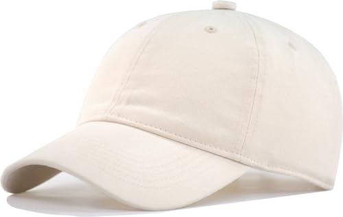 TSSGBL Vintage Cotton Washed Baseball Cap S to XXL Unstructured Low Profile Adjustable Distressed Dad Hat for Men Women - color: Beige, size: X-Large-XX-Large