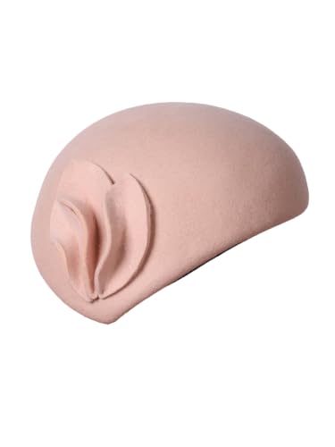 HIMESPORT Wool Felt Fascinator Hats for Women Ladies Female Wedding Cocktail Tea Party Dress Pillbox Hat - color: Pink 1