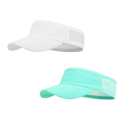 HH HOFNEN Sports Sun Visor Unisex Cooling Cap Lightweight Stretchy Packable - color: #2 White+aqua