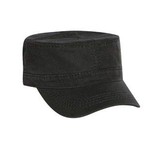 OTTO Garment Washed Superior Cotton Twill w/Heavy Stitching Military Cap - color: Black