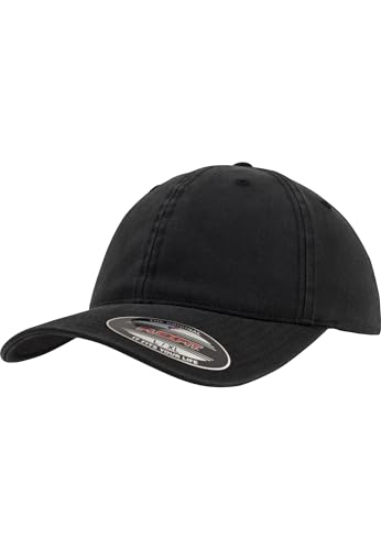 Flexfit Garment Washed Cotton Dad Hat Caps, Unisex, Garment Washed Cotton Dad Hat - color: Black, size: Large-X-Large
