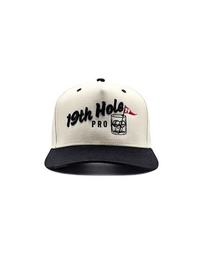Vintage Style 19th Hole Pro Trucker Hat | Black & Natural Two-Tone Golf Hat